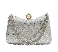 DSFDFDG Sac de soirée rétro de luxe avec strass et diamants, petite pochette dorée, argentée et bleue, for femme, sac à bandoulière for fête de mariage(Silver)