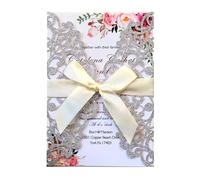 DSFIHJO Carte Invitation Mariage Carte d'invitation de mariage, 25/50/100 pièces, décoration fête fiançailles Universel(Silver,100pcs)