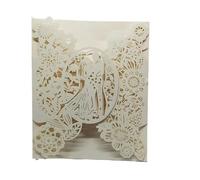 DSFIHJO Carte Invitation Mariage Carte d'invitation de Mariage 50 pièces, carte poche avec fleurs for marié et, fournitures décoration for fête Universel(Beige Cover,12x18cm)