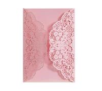 DSFIHJO Carte Invitation Mariage Lot de 25 ou 50 cartes d'invitation mariage découpées au laser, avec dentelle et fleurs, for anniversaire, fête prénuptiale, décoration(Pink,50pcs)