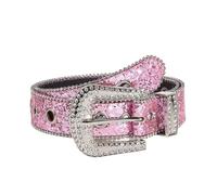 DSFIHJO Ceinture Cloutée Ceinture unisexe ornée de diamants et strass scintillants for pantalons, jeans tenues décontractées(115cm,Pink)