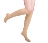 DSFIHJO Chaussettes De Compression Bas de contention haute cuisse for homme et femme, couleur chair noir, tailles SML, XL, XXL, XXXL, 23 à 32 mmHg pour Voler(Beige-closed toe,L)