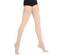 DSFIHJO Chaussettes De Compression Bas de contention haute cuisse for homme et femme, couleur chair noir, tailles SML, XL, XXL, XXXL, 23 à 32 mmHg pour Voler(Beige-open toe-long,M)