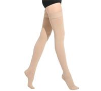 DSFIHJO Chaussettes De Compression Bas de contention haute cuisse for homme et femme, couleur chair noir, tailles SML, XL, XXL, XXXL, 23 à 32 mmHg pour Voler(Beige-close toe-long,XXXL)