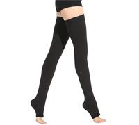 DSFIHJO Chaussettes De Compression Bas de contention haute cuisse for homme et femme, couleur chair noir, tailles SML, XL, XXL, XXXL, 23 à 32 mmHg pour Voler(Black-open toe-long,XL)