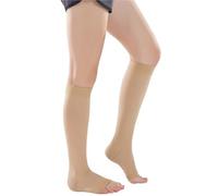 DSFIHJO Chaussettes De Compression Bas de contention haute cuisse for homme et femme, couleur chair noir, tailles SML, XL, XXL, XXXL, 23 à 32 mmHg pour Voler(Beige-open toe,XXXL)