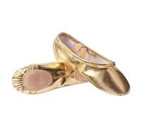 DSFIHJO Chausson Danse Classique Chaussures de danse Ballet en cuir composite PU femmes souples professionnelles semelle fendue rose noir vente gros ballerine chaussure(Gold,6)
