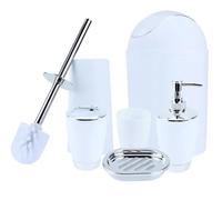 DSFIHJO Ensemble Distributeur de Savon 6 Pièces Noir Accessoires De Salle Bain Porte-Brosse À Dents Poubelle Distributeur Porte-Savon Ensemble Salle de Bain Accessoire(White)