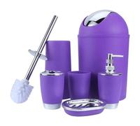 DSFIHJO Ensemble Distributeur de Savon 6 Pièces Noir Accessoires De Salle Bain Porte-Brosse À Dents Poubelle Distributeur Porte-Savon Ensemble Salle de Bain Accessoire(Purple)