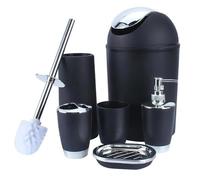 DSFIHJO Ensemble Distributeur de Savon 6 Pièces Noir Accessoires De Salle Bain Porte-Brosse À Dents Poubelle Distributeur Porte-Savon Ensemble Salle de Bain Accessoire(Black)