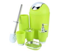 DSFIHJO Ensemble Distributeur de Savon 6 Pièces Noir Accessoires De Salle Bain Porte-Brosse À Dents Poubelle Distributeur Porte-Savon Ensemble Salle de Bain Accessoire(Green)