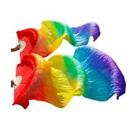 DSFIHJO éVentail De Danse du Ventre Enfant Femmes Venche Danse Ventilateur 1 Paire Gradient Couleur Dancer Pratique Longue Imitation Soie Ventilateurs de Soie(15,1 pair-210x90cm)