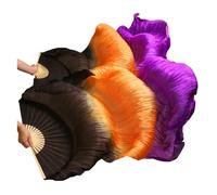 DSFIHJO éVentail De Danse du Ventre Enfant Femmes Venche Danse Ventilateur 1 Paire Gradient Couleur Dancer Pratique Longue Imitation Soie Ventilateurs de Soie(24,1 pair-150x90cm)