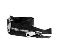 DSFIHJO Fermeture éClair Double Curseur coloré à extrémité Ouverte, 30/40/50/60/70/80cm, 5#, Fermeture éclair en métal argenté, Artisanat de Bricolage for vêtement Poche Tissu(Black,60cm)