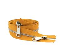 DSFIHJO Fermeture éClair Double Curseur coloré à extrémité Ouverte, 30/40/50/60/70/80cm, 5#, Fermeture éclair en métal argenté, Artisanat de Bricolage for vêtement Poche Tissu(Yellow,80cm)