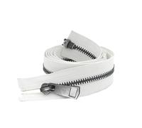 DSFIHJO Fermeture éClair Double Curseur coloré à extrémité Ouverte, 5/10 pièces, 30/40/50/60/70/80 cm, 5#, Fermeture éclair en métal Noir, Tissu de Poche Artisanal for Bricolage(White,40CM_5 PCS)