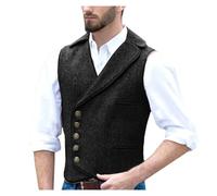 DSFIHJO Gilet costume homme Gilet à chevrons for homme, revers, simple boutonnage, style punk, slim, décontracté, for le travail et l'extérieur Gilets Mariage(Black,M)