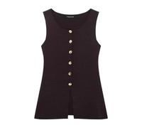 DSFIHJO Gilets tricotés sans Manche Women's Spring-Summer with Metal Buttons(Brown,S)