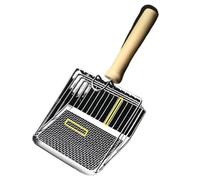 DSFIHJO Pelle À Litière for Chat en Acier Inoxydable, Manche en Bois | Facile à nettoyer, beau, adapté aux toilettes for petits chiens.(Silver)