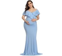 DSFIHJO Robe De Grossesse Robes De Maternité, Accessoires Photographie, Robe Grande Taille Élégante en Coton Fantaisie, Longue for Séance Photo Grossesse for Femmes(Blue,L)