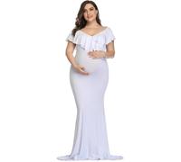 DSFIHJO Robe De Grossesse Robes De Maternité, Accessoires Photographie, Robe Grande Taille Élégante en Coton Fantaisie, Longue for Séance Photo Grossesse for Femmes(White,S)