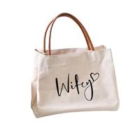 DSFIHJO Sac de Plage Sac fourre-tout de mariée, cadeaux fête for Mme Wifey fiancée, sac plage for enterrement vie jeune fille, shopping, voyage pour les Vacances(Wifey 02)