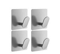 DSFVERVD Porte manteau mural Multi-Purpose Hanger Hook Stainless Steel Bathroom Robe Hooks Adhesive Wall Towel Holder Kitchen Hardware(Sliver-4pcs)