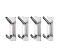 DSFVERVD Porte manteau mural No Drilling Kitchen Bathroom Storage Holder Robe Towel Rack Door key Clothes Coat Bag Hanger Hook Organizer(Sliver-4pcs)