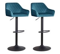 DSFVERVD Tabourets de Bar Tabourets de Bar lot 2 réglables | Ascenseur à gaz pivotant, repose-pieds et base for bar de petit-déjeuner, chaises de comptoir de cuisine(Teal Velvet)