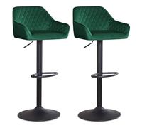 DSFVERVD Tabourets de Bar Tabourets de Bar lot 2 réglables | Ascenseur à gaz pivotant, repose-pieds et base for bar de petit-déjeuner, chaises de comptoir de cuisine(Green Velvet)