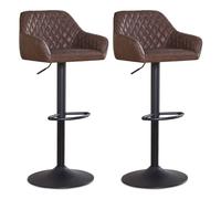 DSFVERVD Tabourets de Bar Tabourets de Bar lot 2 réglables | Ascenseur à gaz pivotant, repose-pieds et base for bar de petit-déjeuner, chaises de comptoir de cuisine(Brown PU)