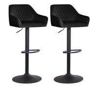 DSFVERVD Tabourets de Bar Tabourets de Bar lot 2 réglables | Ascenseur à gaz pivotant, repose-pieds et base for bar de petit-déjeuner, chaises de comptoir de cuisine(Black Velvet)