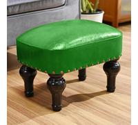 DSGAMER Repose-pieds ottoman en cuir, repose-pieds rustique, repose-pieds en bois, repose-pieds rectangulaire pour chambre à coucher, salon, bureau, entrée (vert)