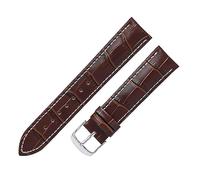 DSHDFJ 18 20 22mm Bracelets En Cuir D'alligator Compatibles Avec Huawei Watch GT3 Band Crocodile Classic Soft Brown Watch Strap 19 21mm Wristband(Brown-White Stitch,20mm)