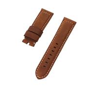 DSHDFJ 24mm brun gris rouge de montre en cuir de cheval Crazy Compatible avec Panerai Watch Strap compatible avec PAM441 Bracelet Boucle Boucle Watch Tools Gratuit(Red Brown strap_24mm Gold buckle)