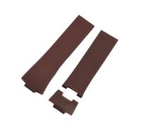 DSHDFJ 25 * 12mm Noir Brown Blue Water Silicone En caoutchouc Bande de montre Bracelet Bracelet Ceinture Compatible avec Strap Ulysse Nardin + Boucle pliante à outil(Brown,With Silver buckle)