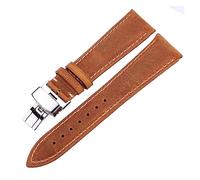 DSHDFJ Bracelet de montre en cuir de vache ciré à l'huile 18 mm, 20 mm, 22 mm, 24 mm Bracelet en cuir véritable avec fermoir papillon, 20 mm, Acétate, Pas de gemme