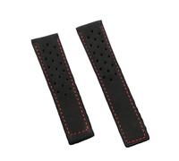 DSHDFJ Bracelet De Montre En Cuir De Vache De Qualité 22 Mm Compatible Avec La Série TAG HEUER CARRERA For Hommes Bracelet De Montre(Black Red line,With Black buckle)