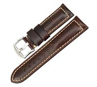 DSHDFJ Bracelet De Montre Fait À La Main, 20mm 22mm 24mm, Boucle Noire, Vintage, Cire D'huile, Cuir, Compatible Avec Fossil Band(Dark Brown S,19mm)