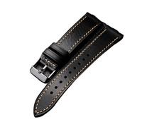 DSHDFJ Bracelet En Cuir De Vachette Première Couche Fait À La Main 18 19 20 21 22MM Bleu Noir Vert Marron Bracelet Ultra-fin Souple, Cuir De Cire À L'huile Italienne(Brack,21mm)