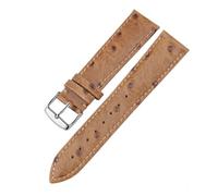 DSHDFJ Bracelet en cuir véritable motif Ostrich 12 13 14 15 16 17 18 19 20 21 22 24 mm Bracelet rouge vert compatible avec la chaîne de montre Tissot Dw Mido CK, 17mm, agate