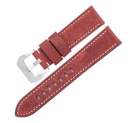 DSHDFJ Bracelets De Montre En Cuir For Hommes 20/22/24 Mm Compatibles Avec Les Bracelets De Montre En Cuir De Vache GT2 Compatibles Avec Le Bracelet De Remplacement Panerai(Red-Silver Buckle,20mm)