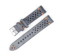 DSHDFJ Sangle de montre à l'huile respirante à la main de la peau de cuir de vachette 18mm 20mm 22mm 22mm 24mm Hommes bracelet(Gray-orange line,24mm)