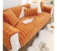 DSHUB Housse de canapé 1/2/3/4 Places en Fausse Fourrure de Lapin épaisse et antidérapante, Compatible avec Les fauteuils et Les Coins en Cuir (90 x 240 cm, Marron)
