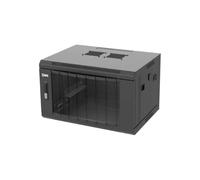 DSIT 6HE Armoire réseau, armoire serveur, montage mural, avec porte avant perforée (l x p x h) 600 x 450 x 367 mm, noire, charge maximale : 60 kg