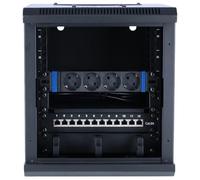 DSIT Kit de 10 pouces : armoire réseau murale 6U - étagère - multiprise - guide-câbles - panneau de brassage CAT6A STP