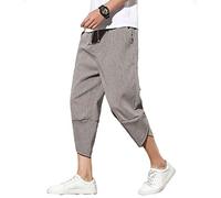 DSJJ Bermuda Homme Coton Lin,Shorts Homme Casual Pantalon 3/4 Casual Bermudas Cordon Ajustable (Gris Clair,L)