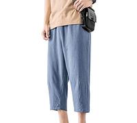 DSJJ Shorts Homme été 3/4 Pantacourt Lin à Cordon ete Bermudas Pantalons