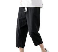 DSJJ Shorts Homme été 3/4 Pantacourt Lin à Cordon ete Bermudas Pantalons