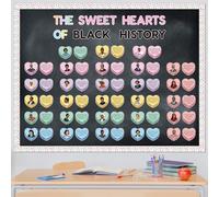 DSjuedui Lot de 119 tableaux d'affichage noirs en forme de cœur avec conversation, mois de l'histoire africaine, américaine, Saint-Valentin, décoration de salle de classe pour école, bureau, maison